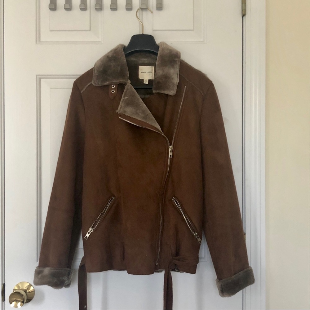 UO Brown Suede Jacket with Furry Lining Size M
